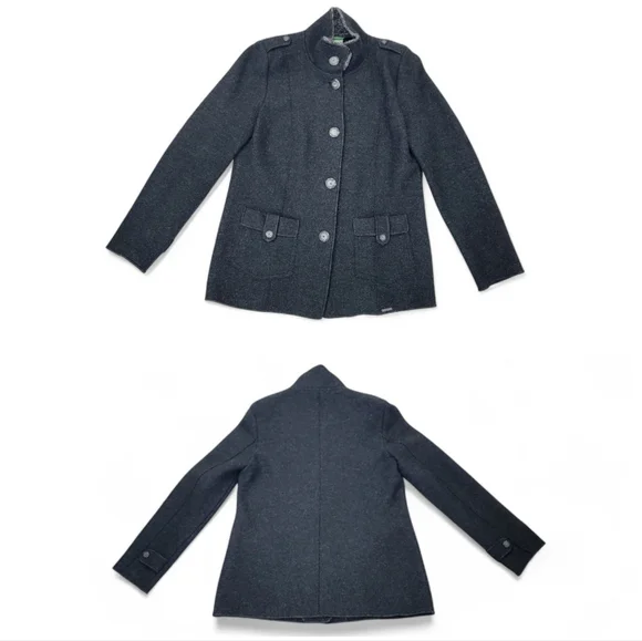 Geiger Austria Grey Boiled Wool Jacket Mock Neck Button Coat Women’s EU 40 US M - Picture 17 of 17